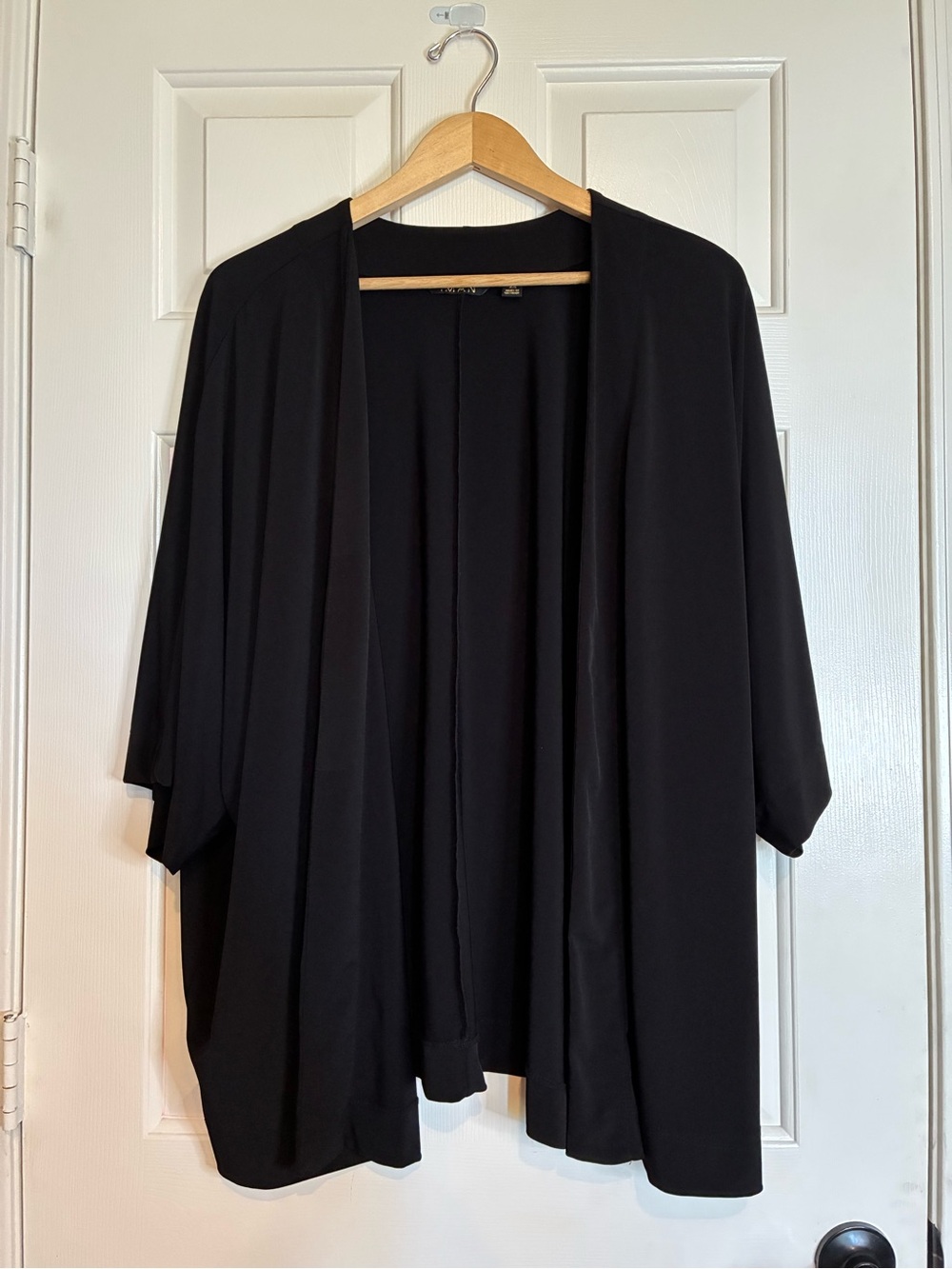 IMAN Black Open-Front Draped Cardigan